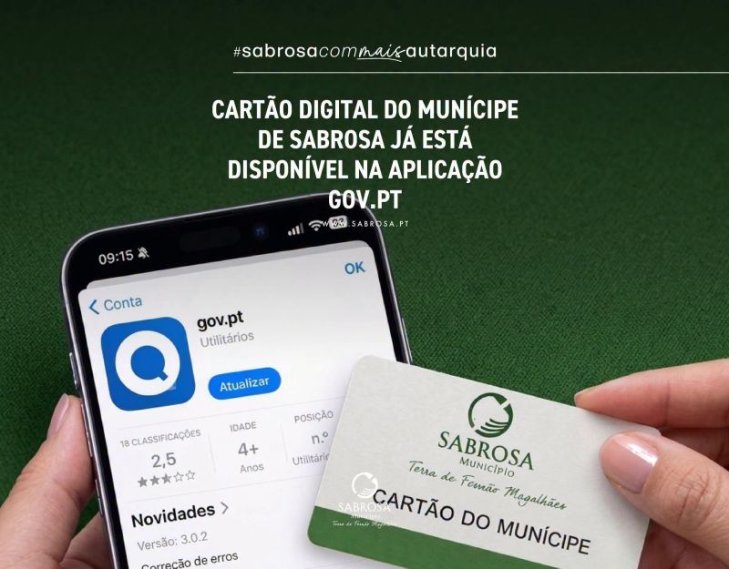 Cartão Digital do Munícipe de Sabrosa já está disponível na aplicação GOV.PT